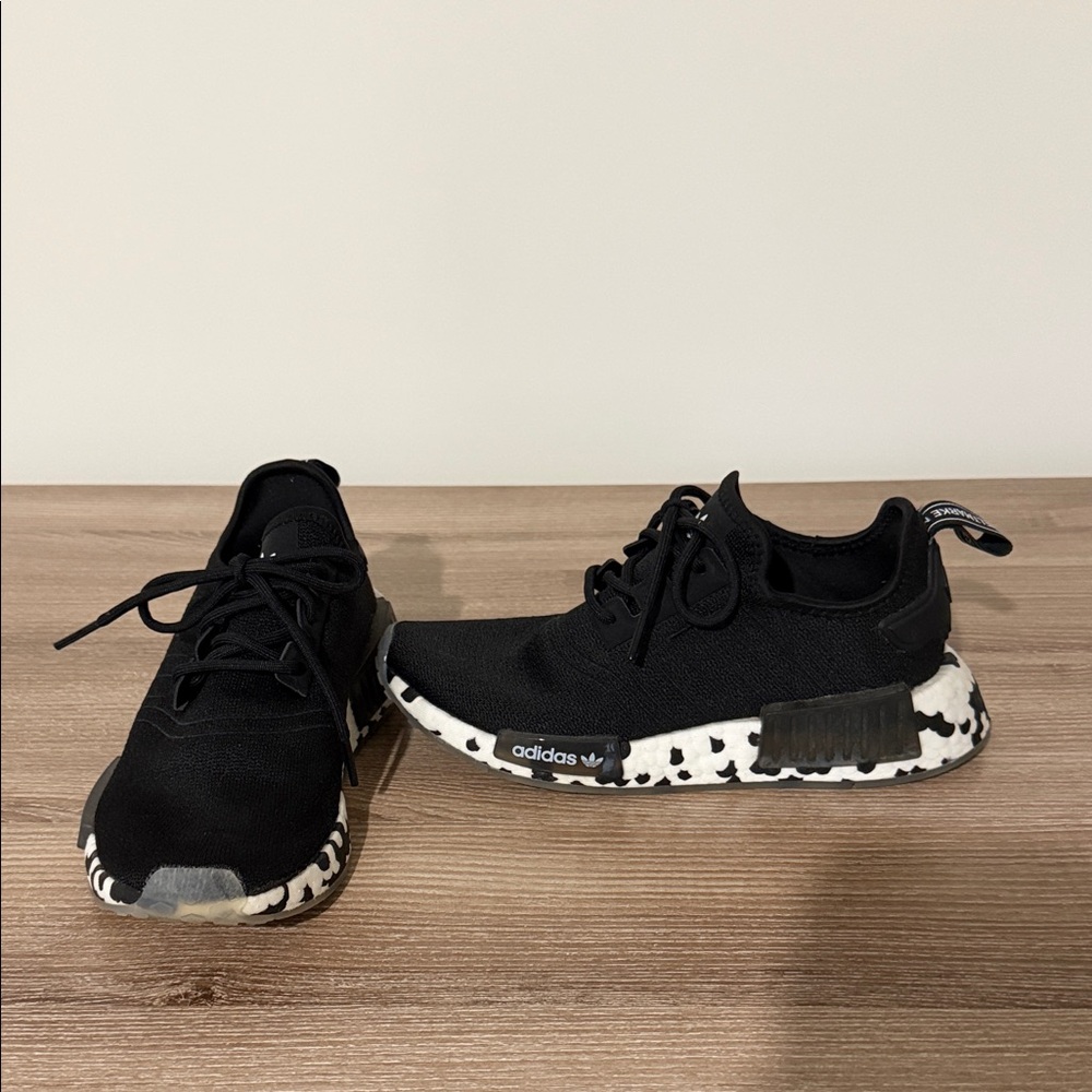 Adidas Black Sneakers with White Patterned Sole